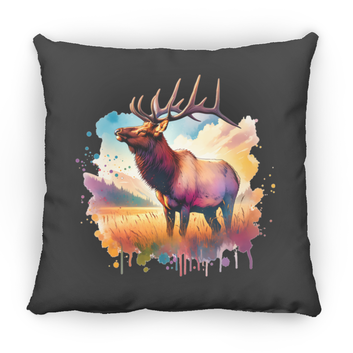 Roosevelt Elk in Field - Throw Pillows