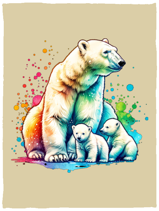 Polar Bear Mom with Cubs Fleece Blankets