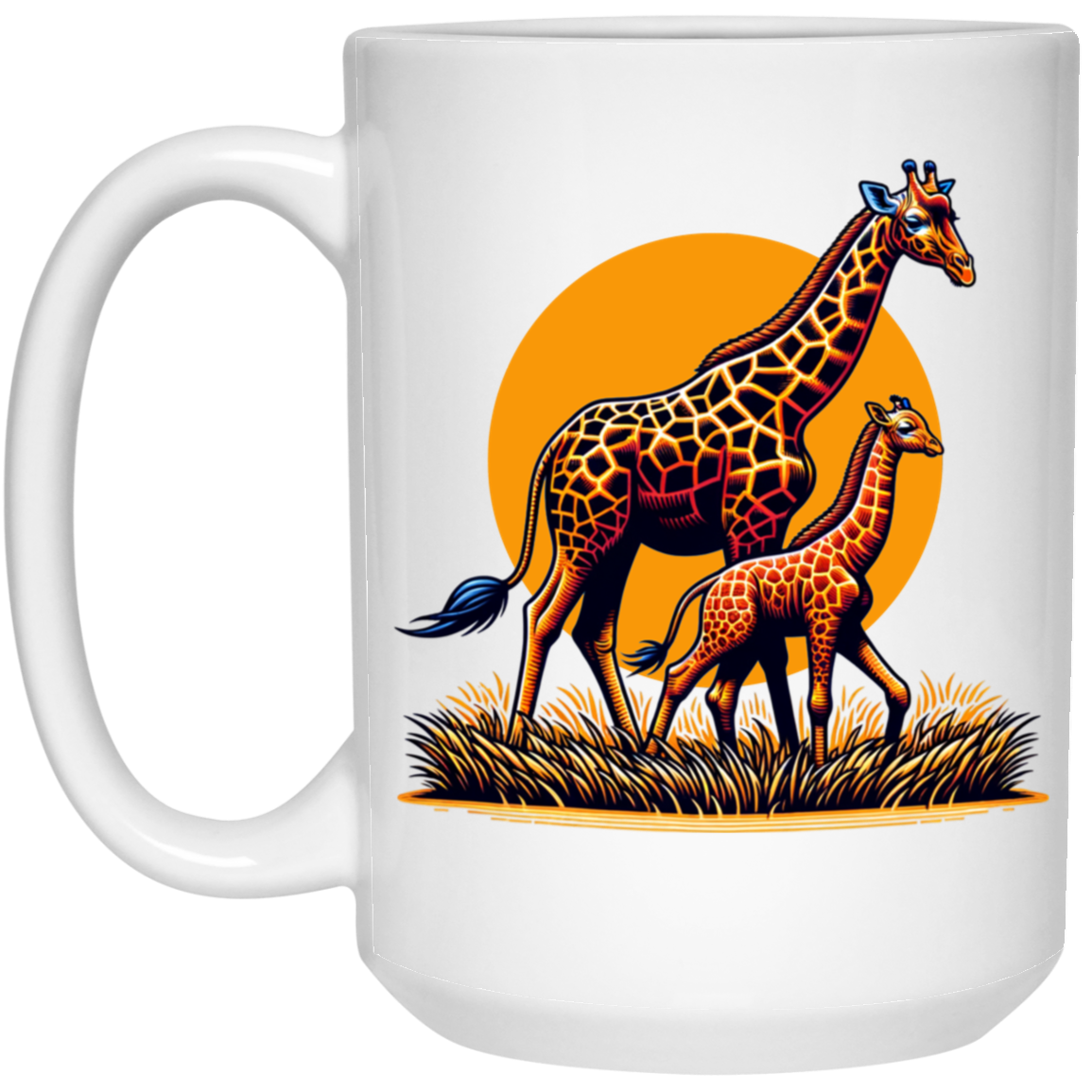 Giraffes with Sun Graphic - Mugs