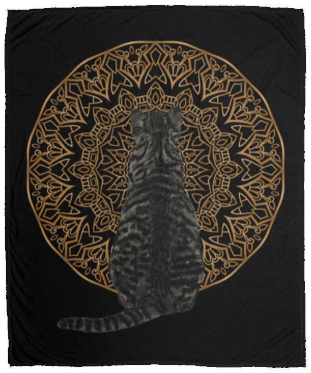 Zen Cat - American Shorthair Dark Grey Fleece Blankets