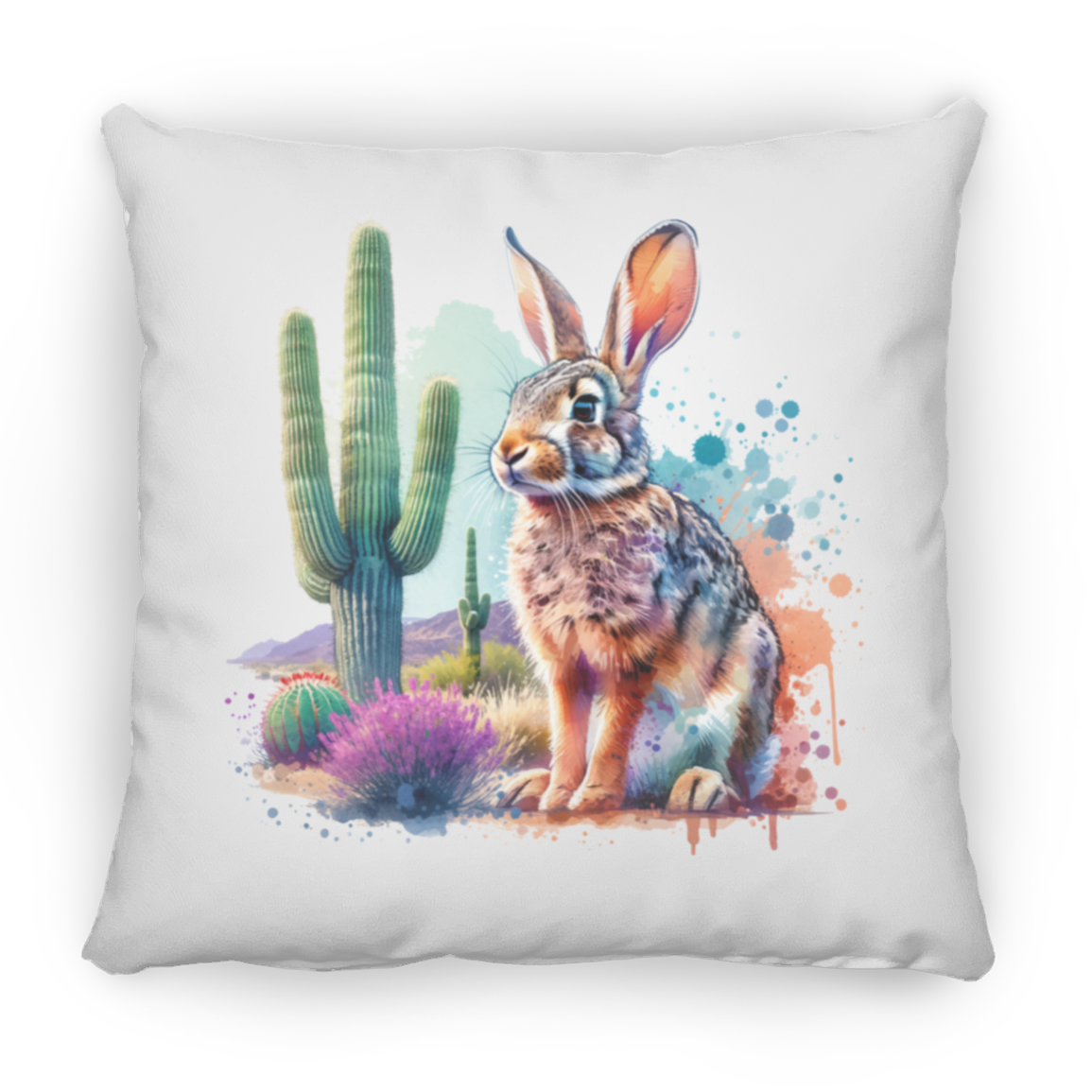 Jackrabbit with Saguaro - Throw Pillows