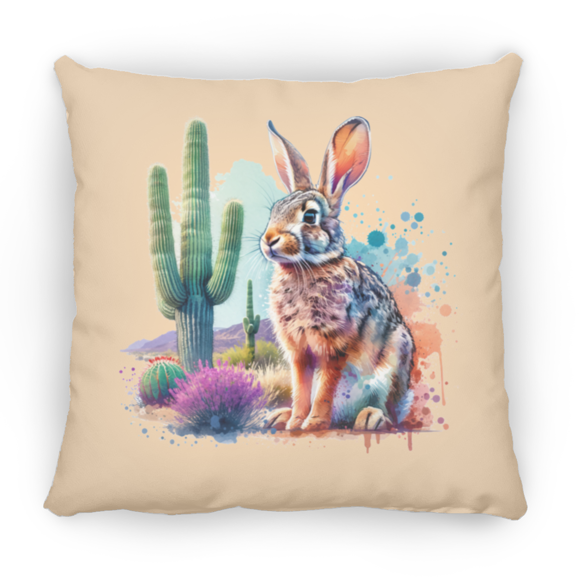 Jackrabbit with Saguaro - Throw Pillows