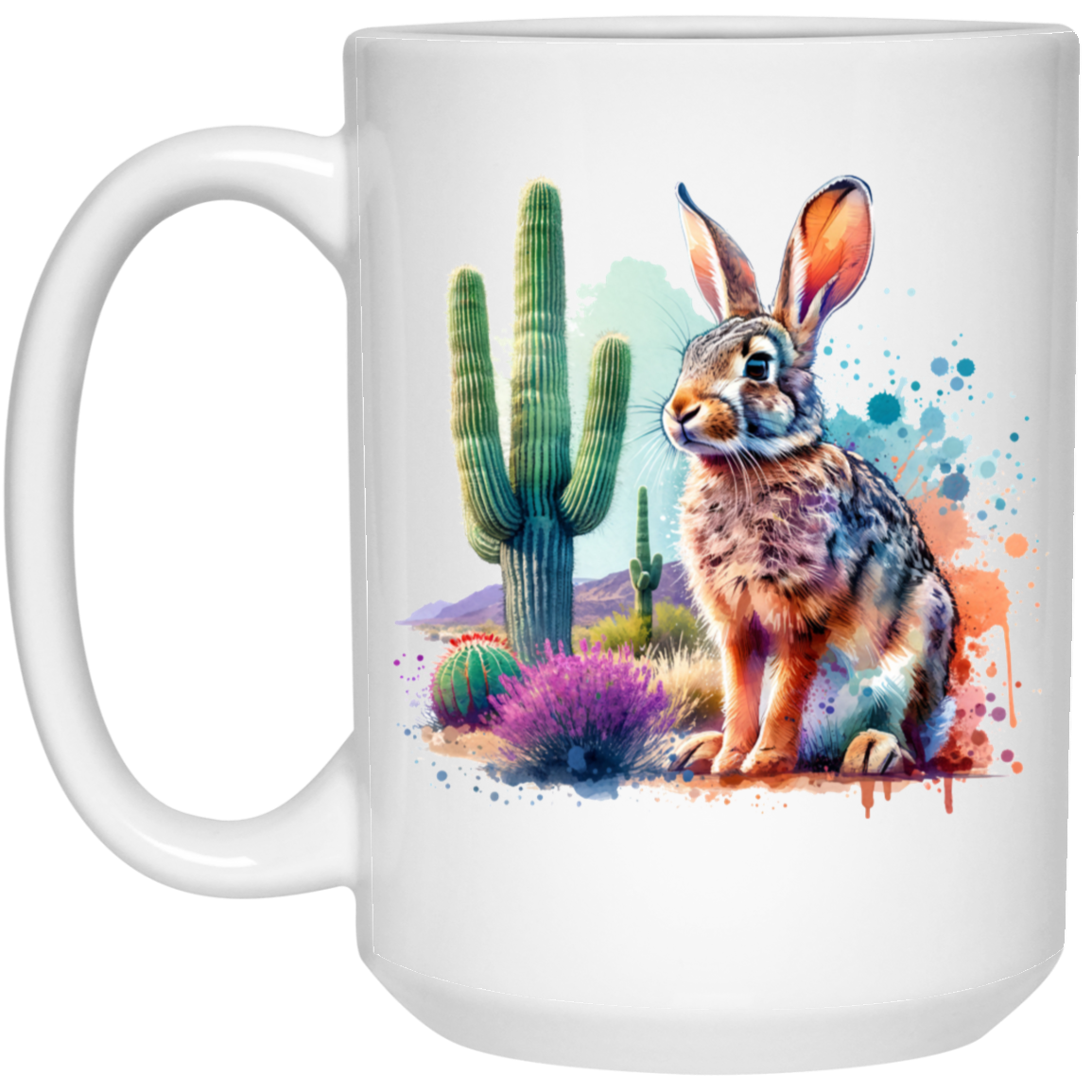 Jackrabbit with Saguaro - Mugs