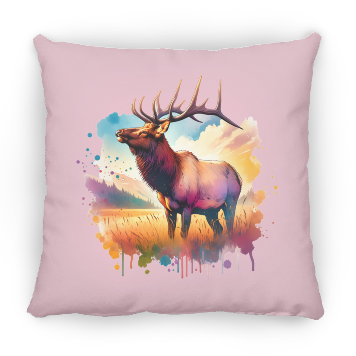 Roosevelt Elk in Field - Throw Pillows
