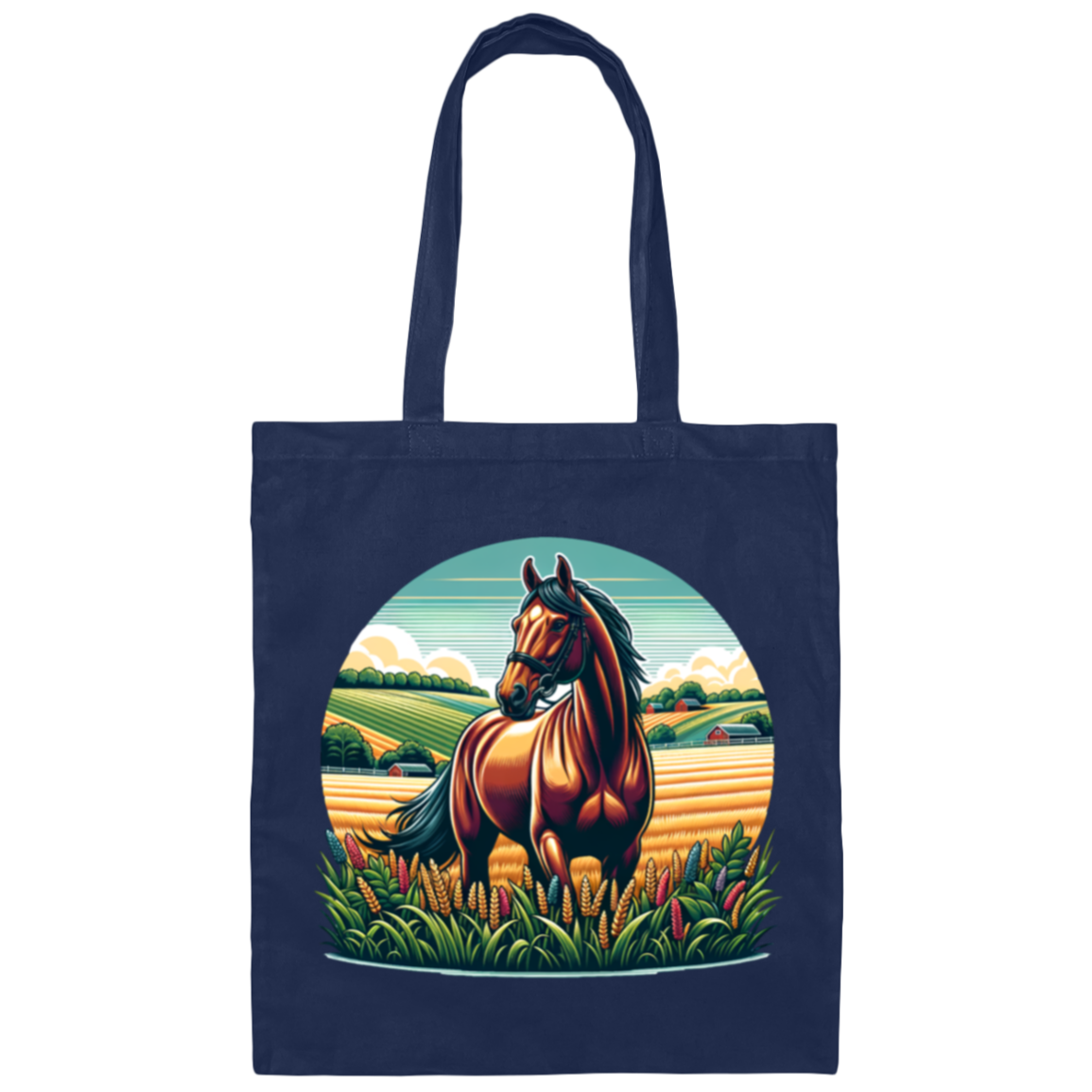 Bay Horse on Farm - Canvas Tote Bag