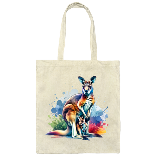 Kangaroo with Joey Canvas - Tote Bag