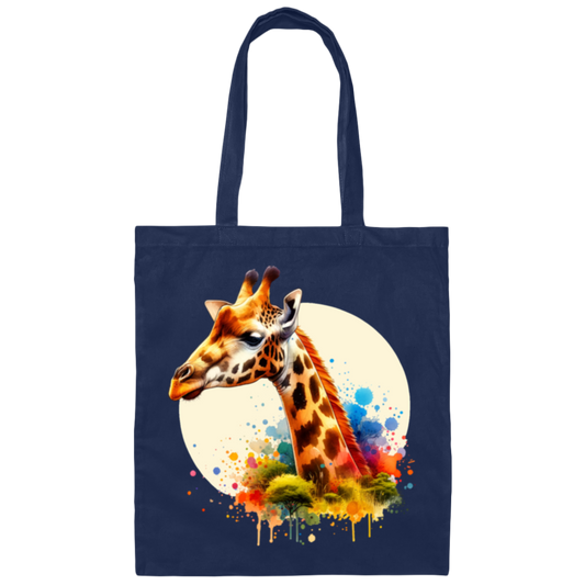 Giraffe Circle Watercolor - Canvas Tote Bag