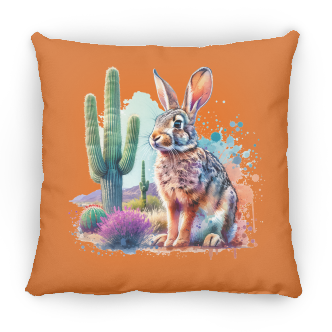Jackrabbit with Saguaro - Throw Pillows
