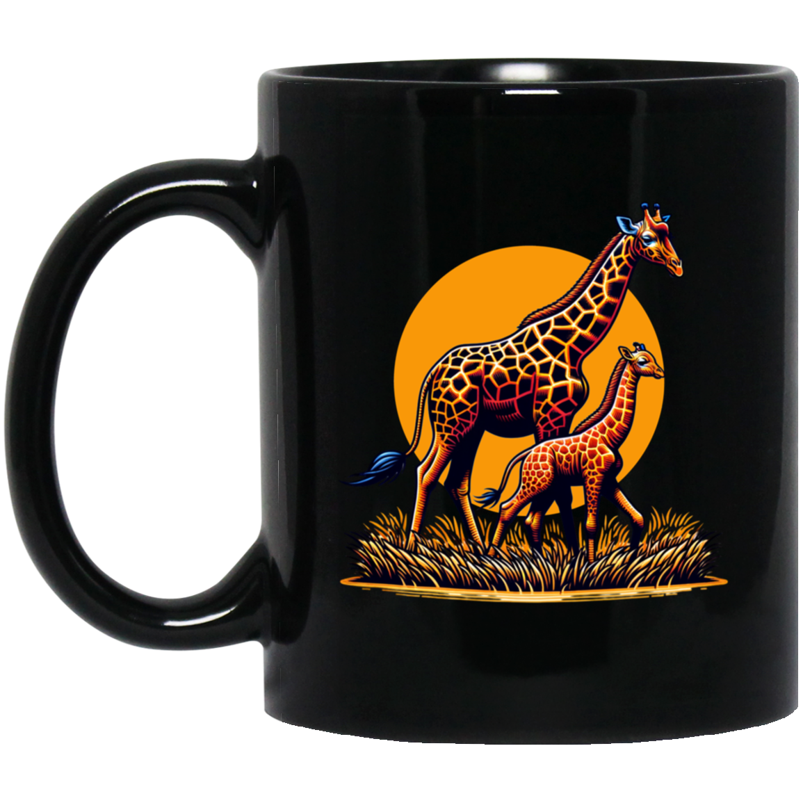 Giraffes with Sun Graphic - Mugs