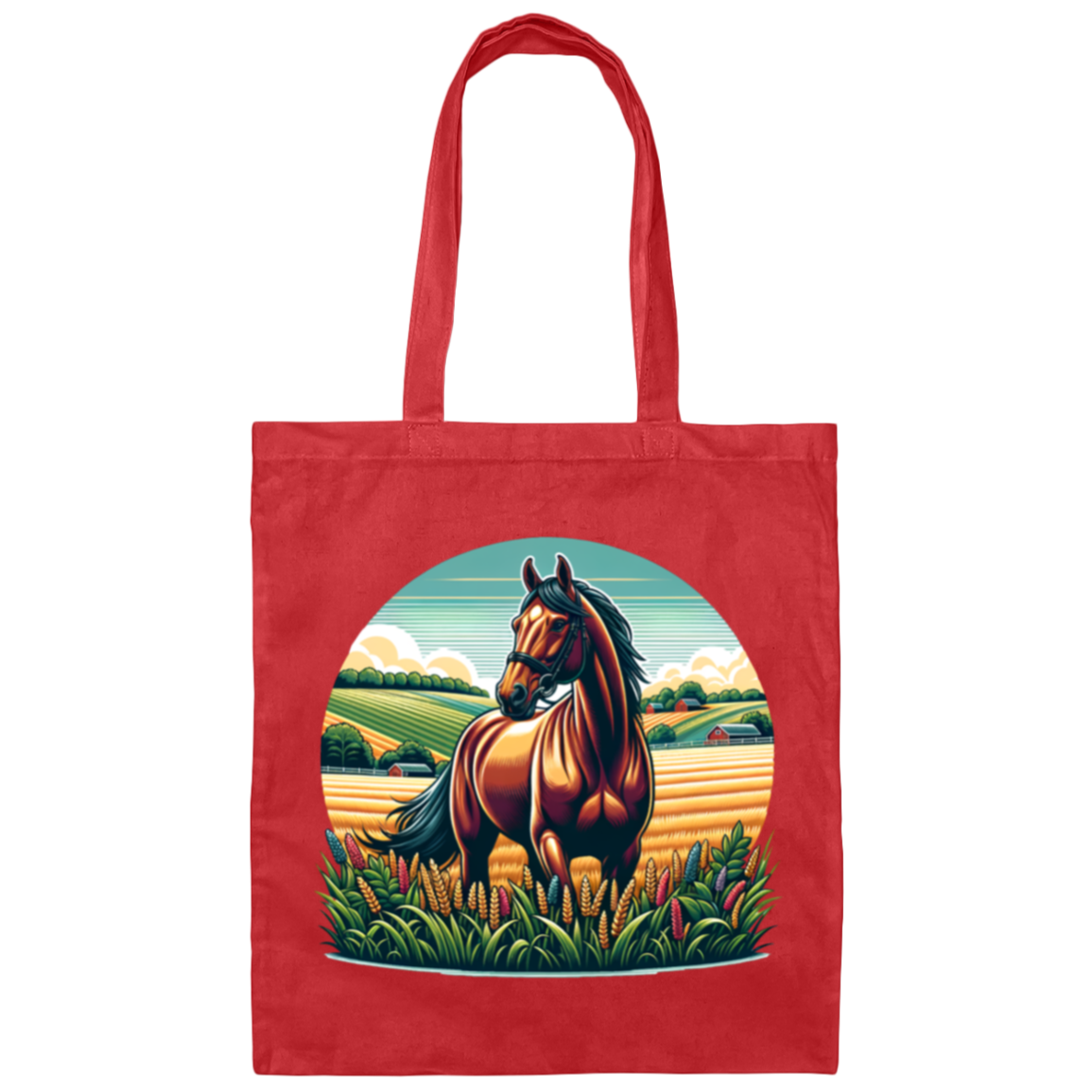 Bay Horse on Farm - Canvas Tote Bag