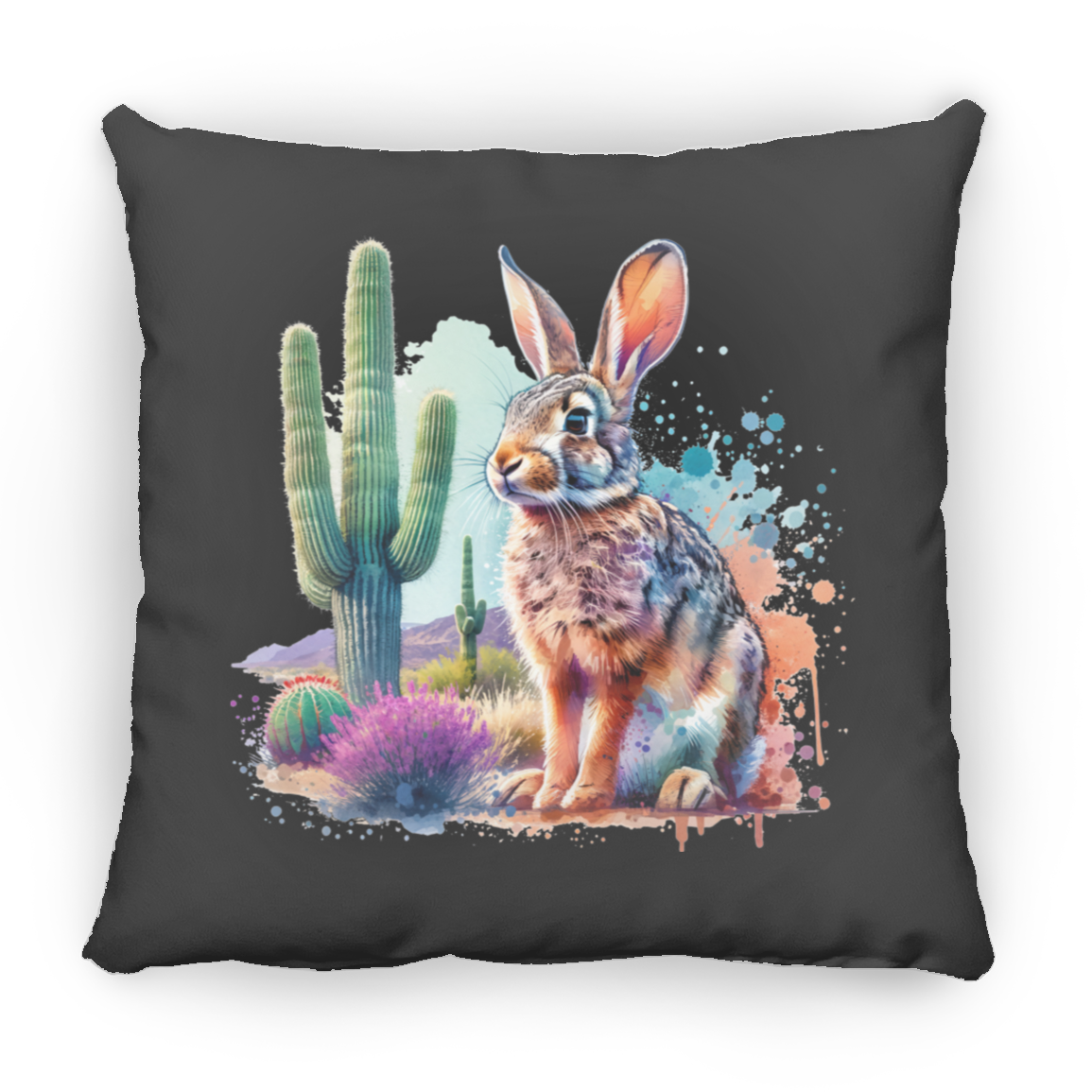 Jackrabbit with Saguaro - Throw Pillows