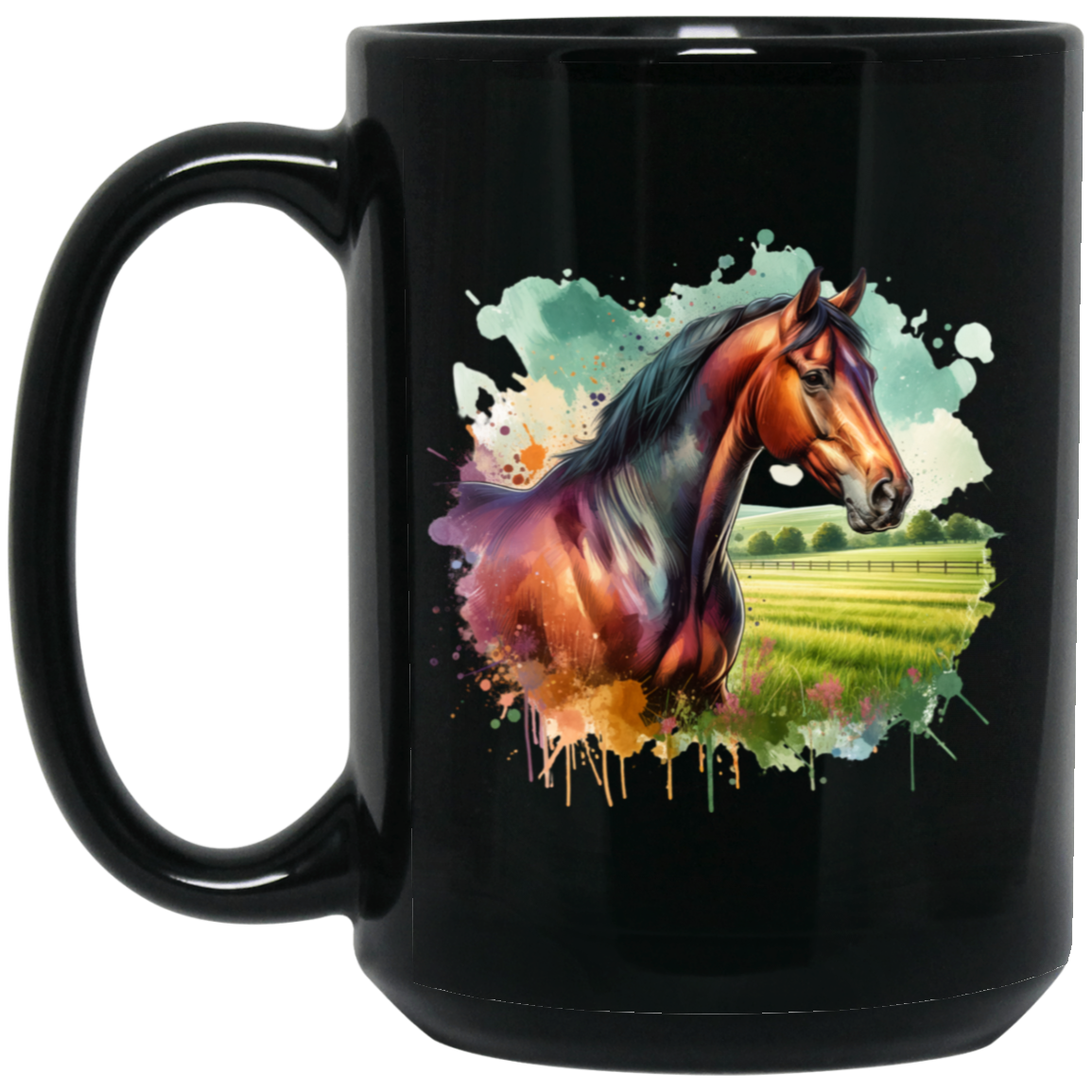 Bay Horse with Field - Mugs