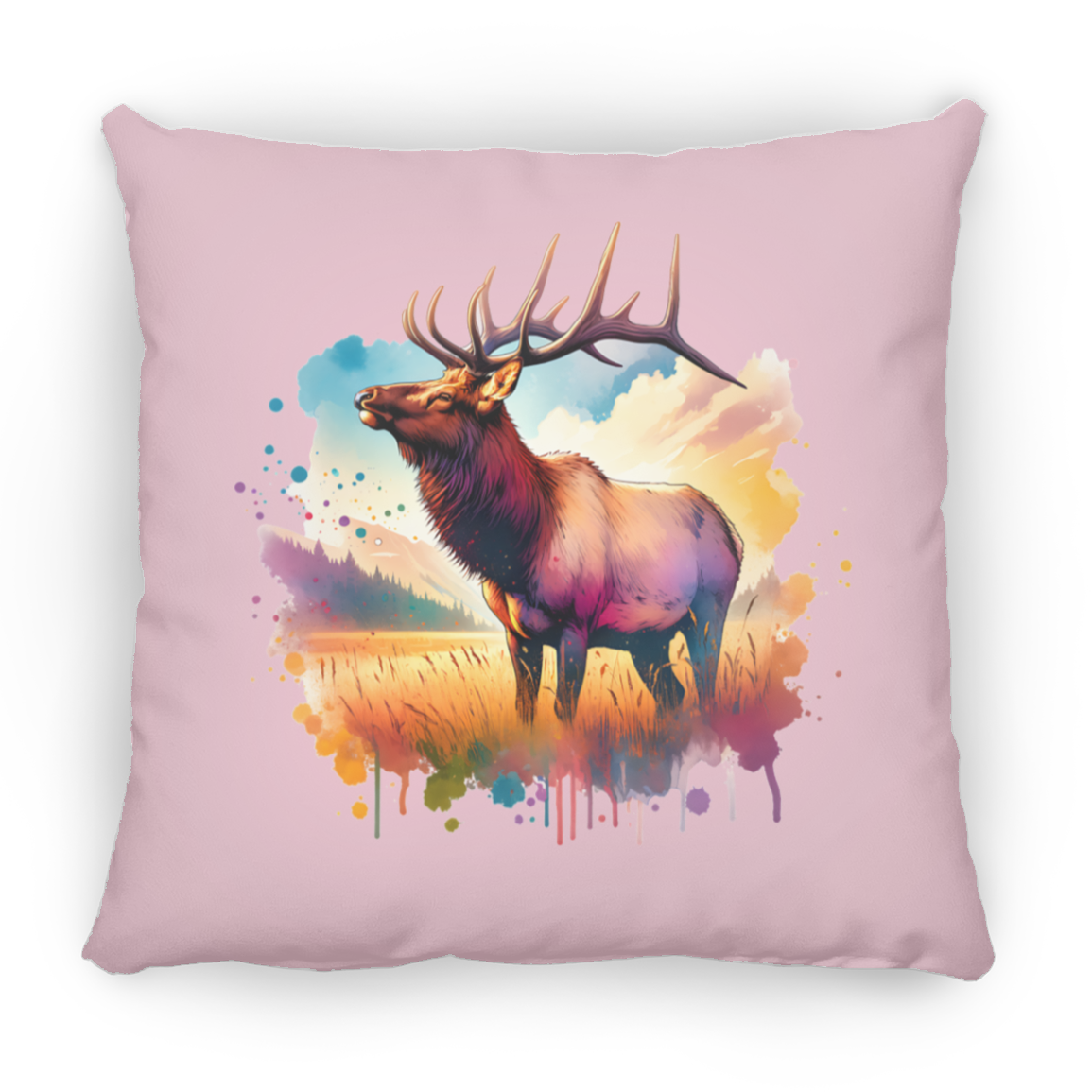 Roosevelt Elk in Field - Throw Pillows