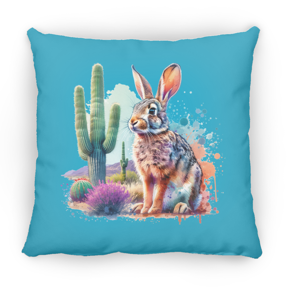 Jackrabbit with Saguaro - Throw Pillows