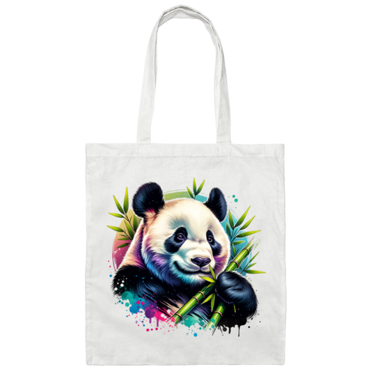 Bamboo Panda in Blue and Purple - Canvas Tote Bag