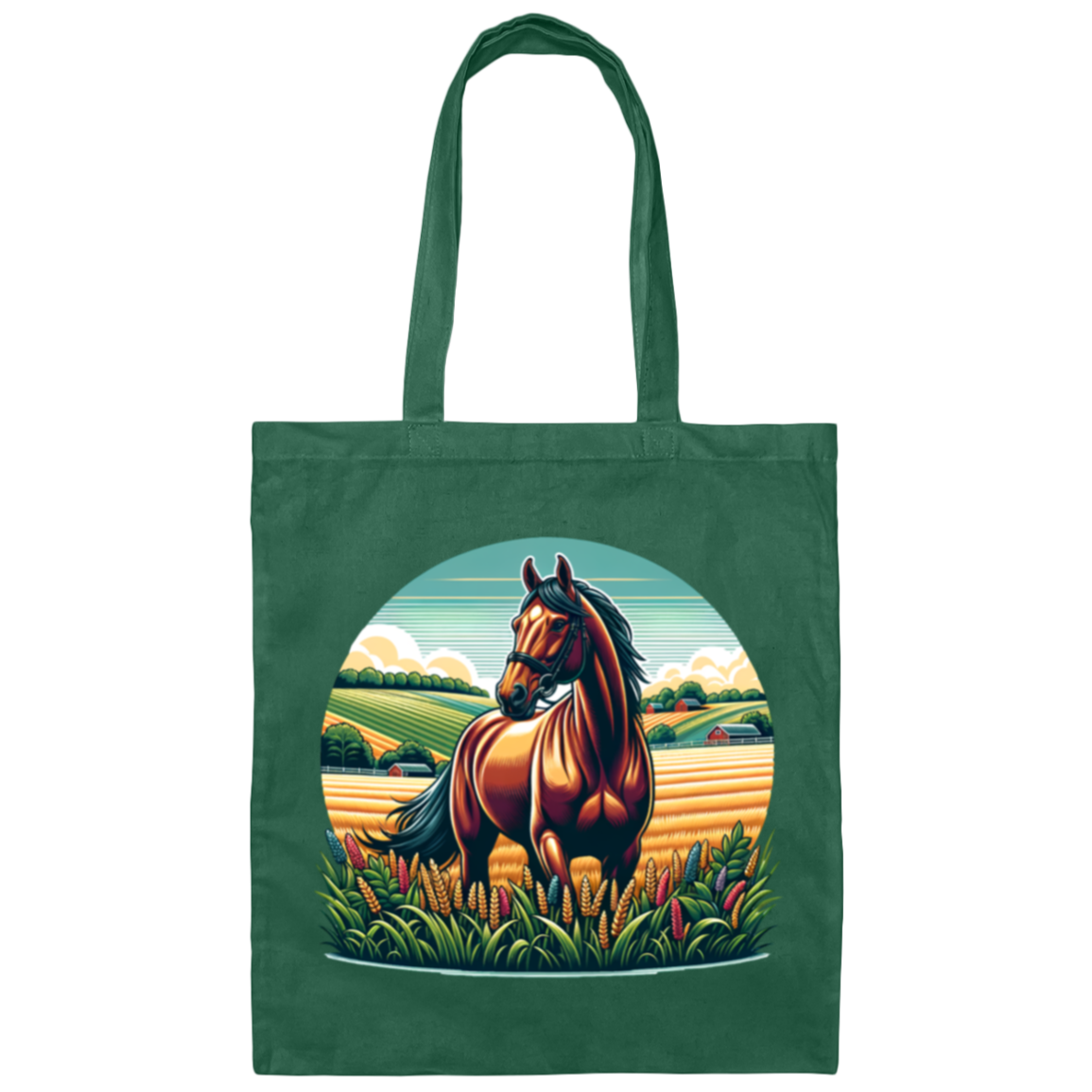 Bay Horse on Farm - Canvas Tote Bag