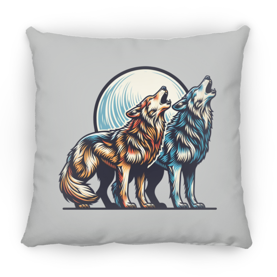 Wolf Pair Howling - Throw Pillows