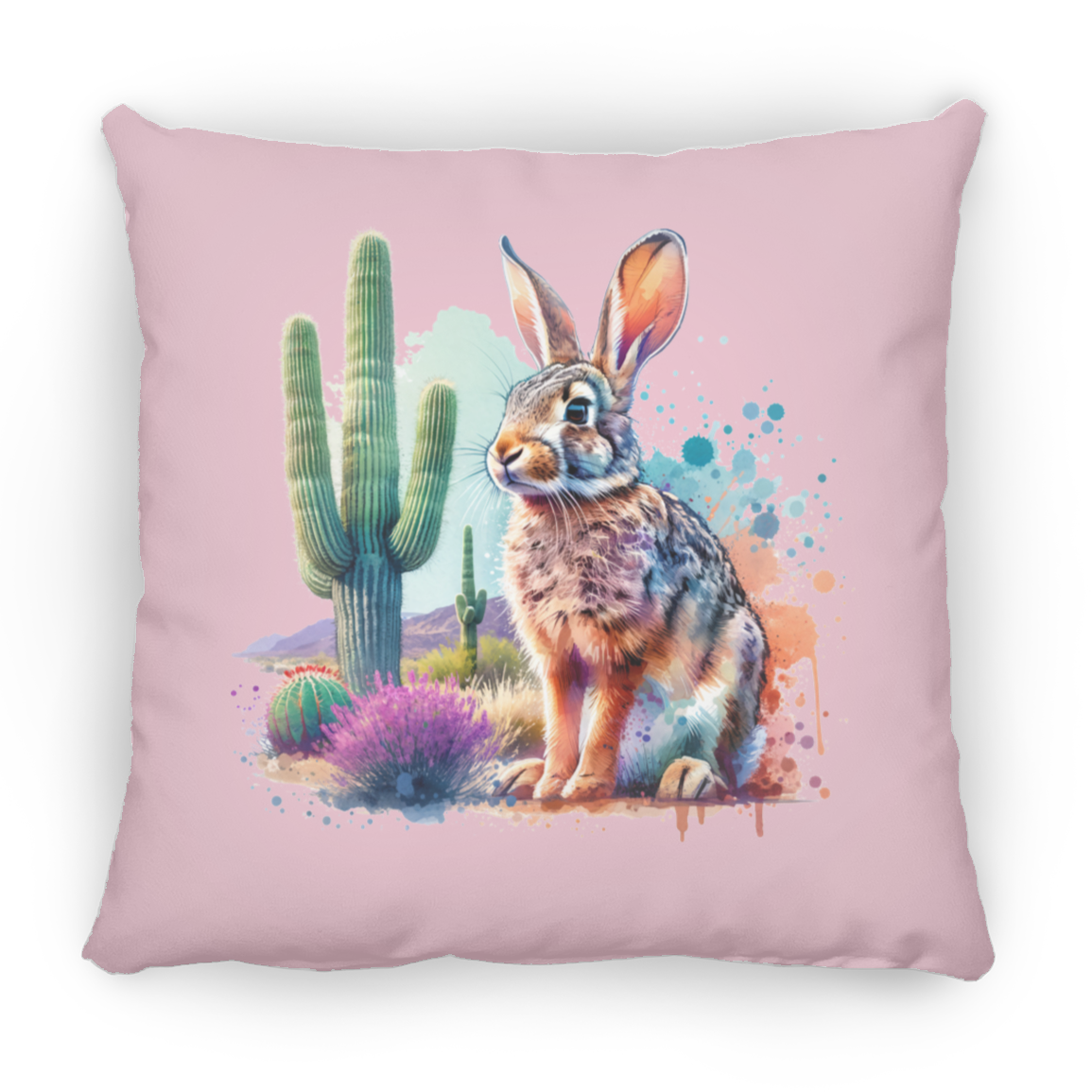 Jackrabbit with Saguaro - Throw Pillows