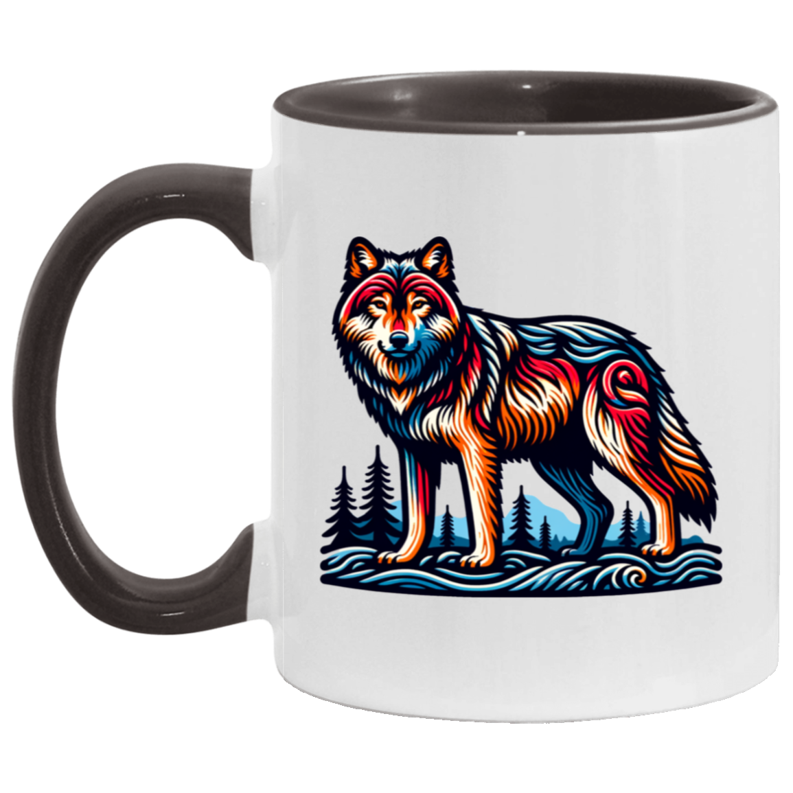 Wolf Block Print Mugs