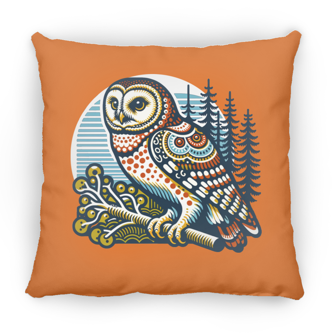 Folk Art Owl - Throw Pillows