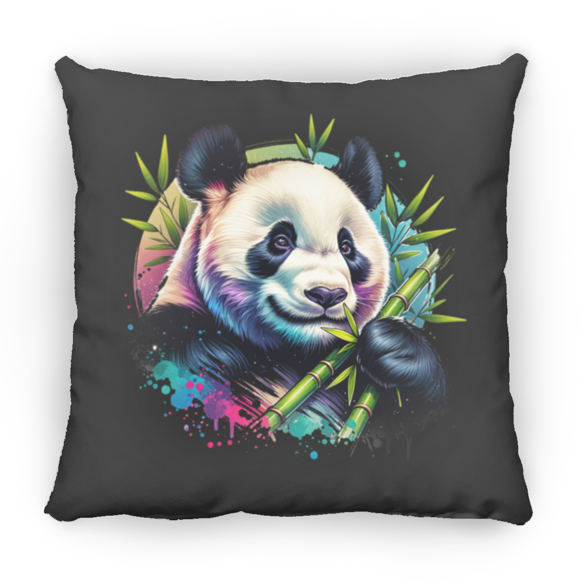 Bamboo Panda in Blue and Purple - Throw Pillows