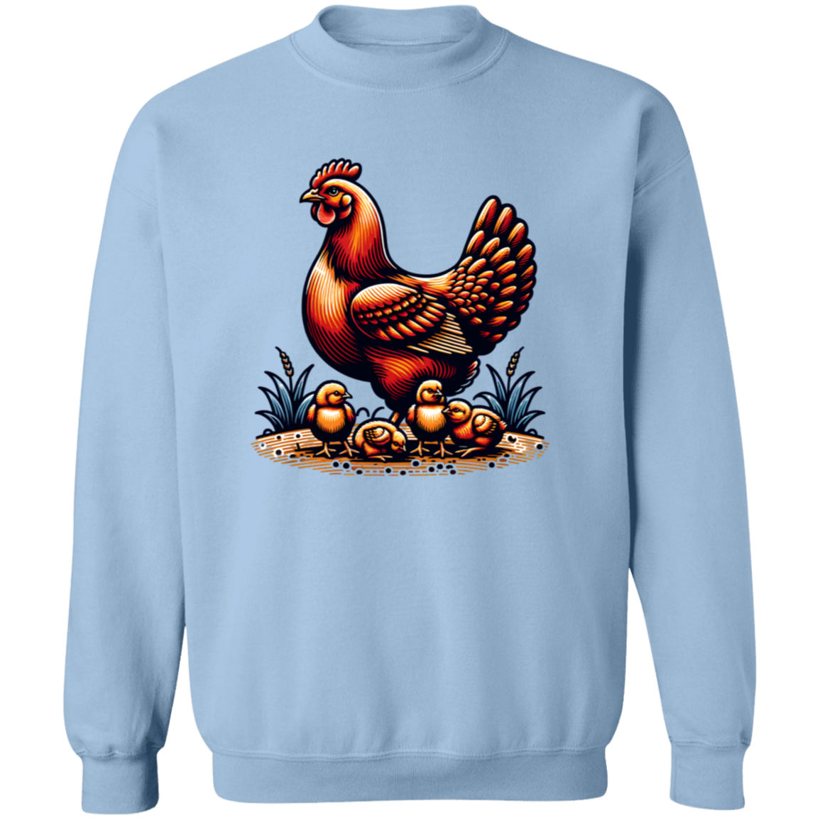 Rhode Island Red with Chicks Block Print - T-shirts, Hoodies and Sweatshirts