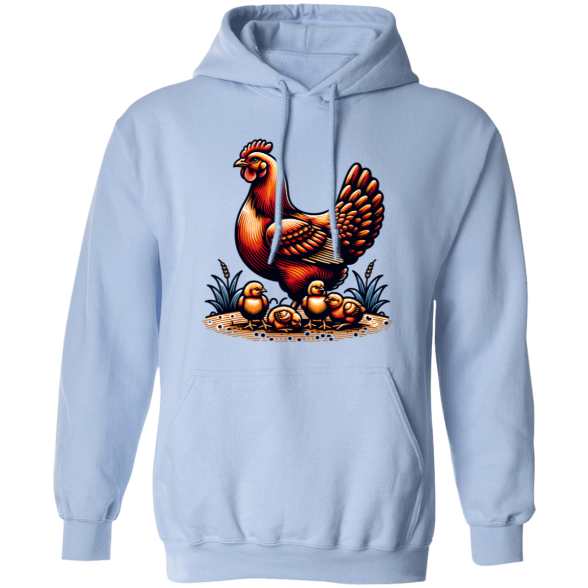 Rhode Island Red with Chicks Block Print - T-shirts, Hoodies and Sweatshirts