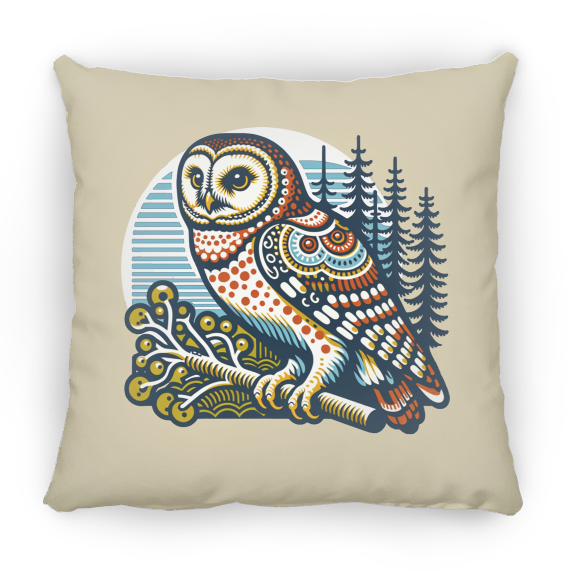 Folk Art Owl - Throw Pillows
