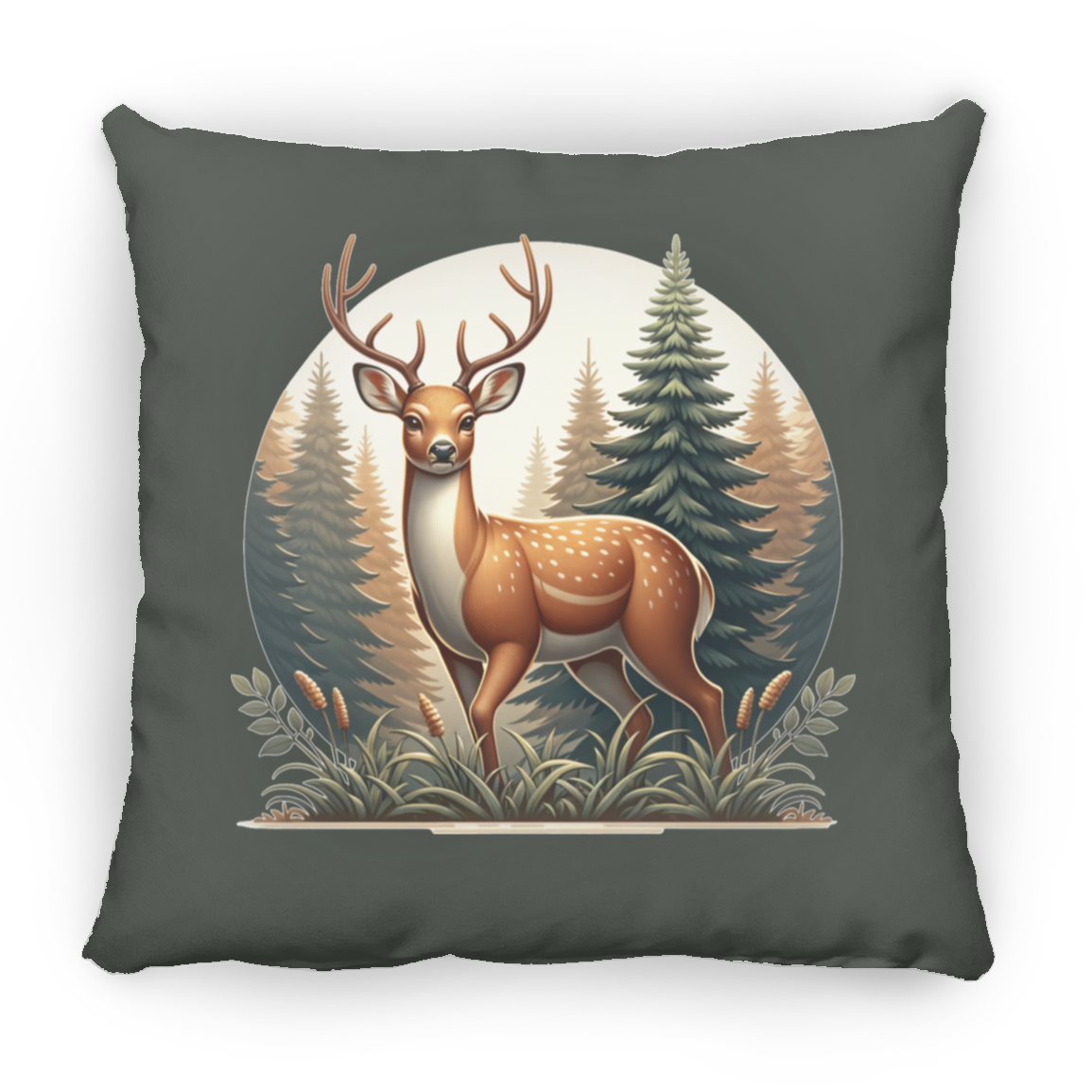 Buck in Forest - Throw Pillows