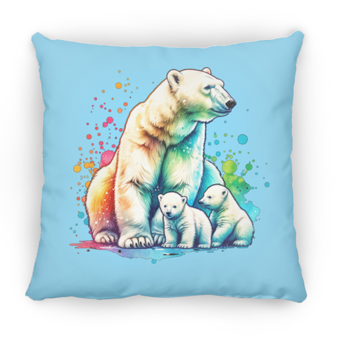 Polar Bear Mom with Cubs - Throw Pillows