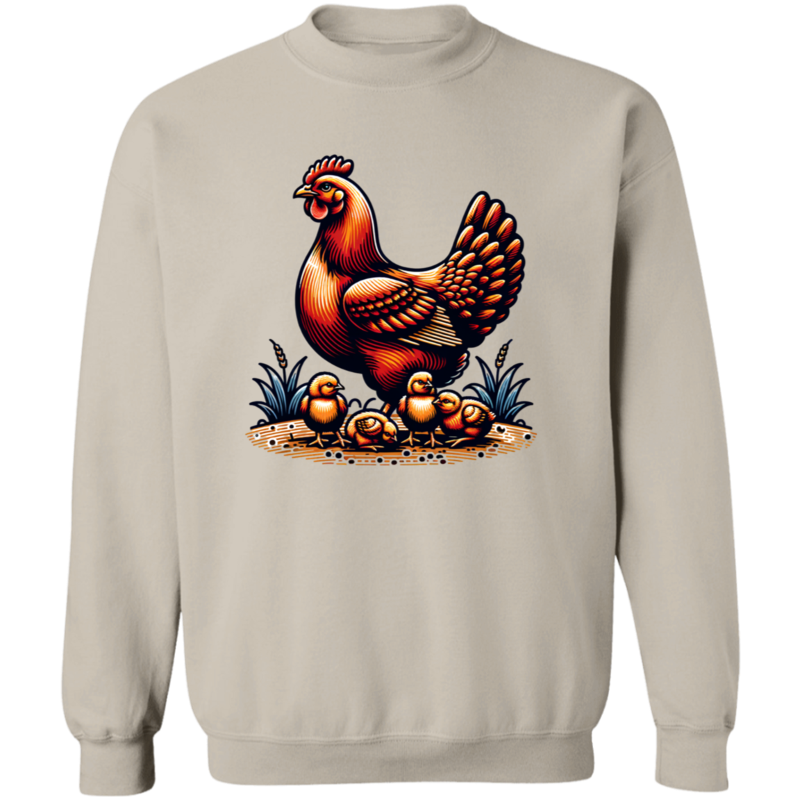 Rhode Island Red with Chicks Block Print - T-shirts, Hoodies and Sweatshirts