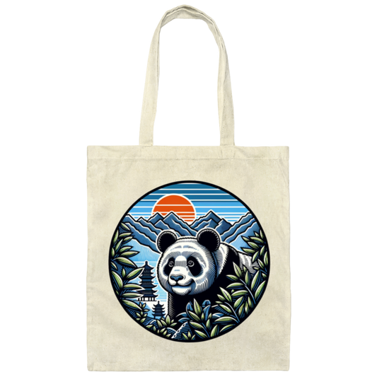 Panda in the Land of the Rising Sun Canvas Tote Bag