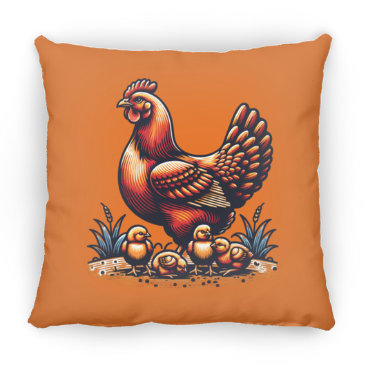Rhode Island Red with Chicks Block Print - Pillows