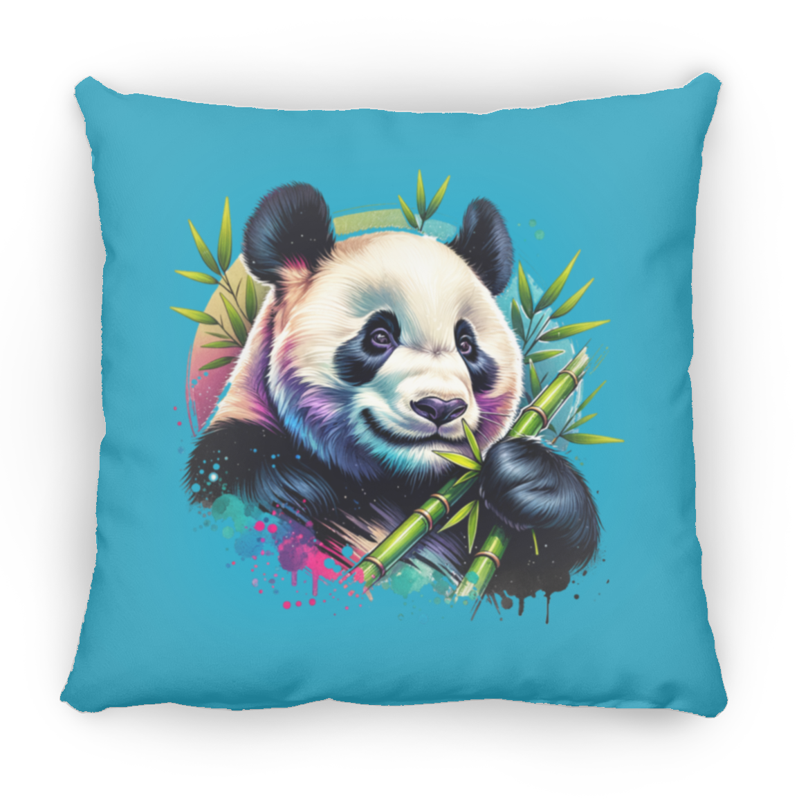 Bamboo Panda in Blue and Purple - Throw Pillows