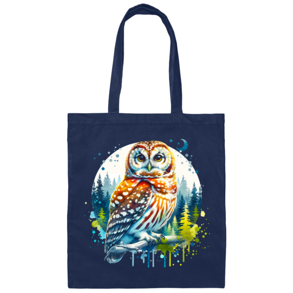 Watercolor Owl Canvas Tote Bag