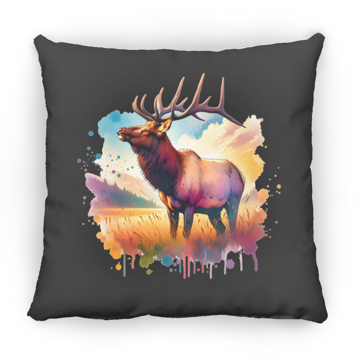 Roosevelt Elk in Field - Throw Pillows