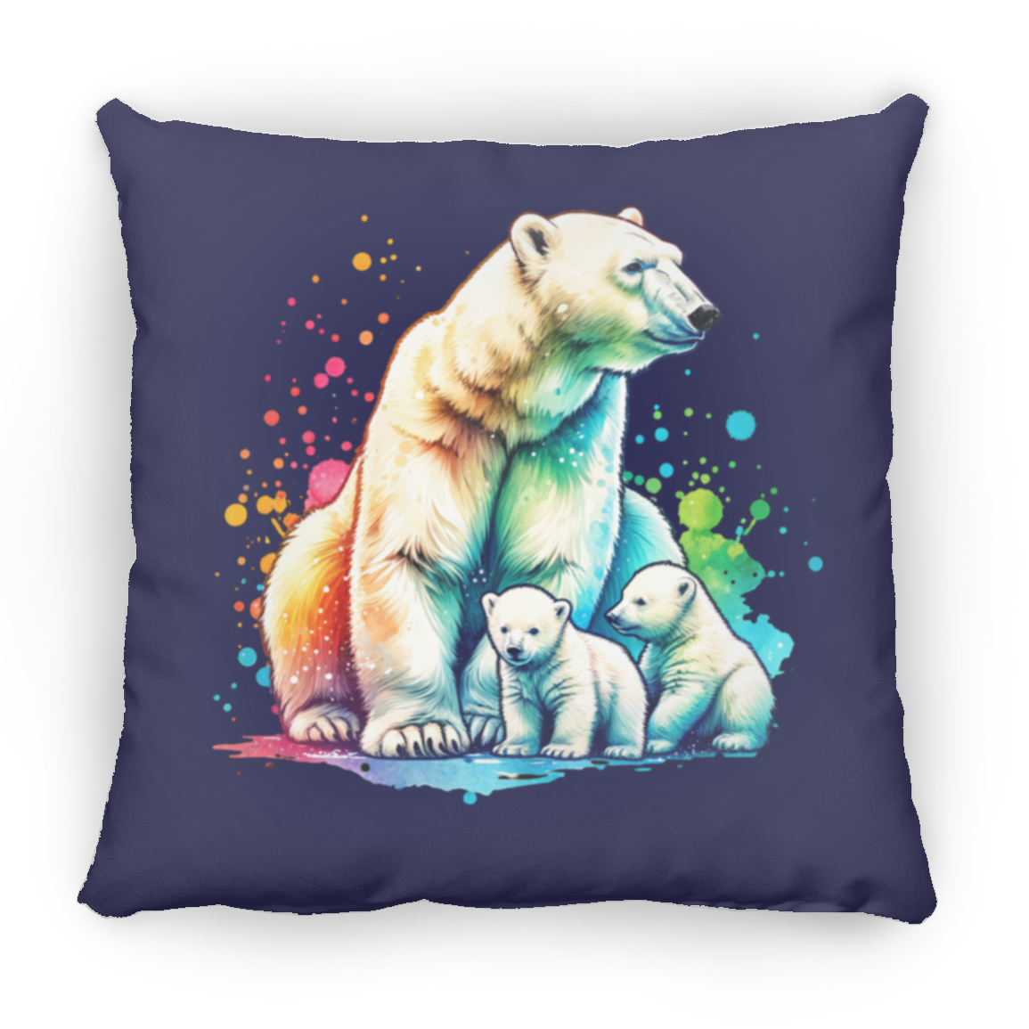 Polar Bear Mom with Cubs - Throw Pillows