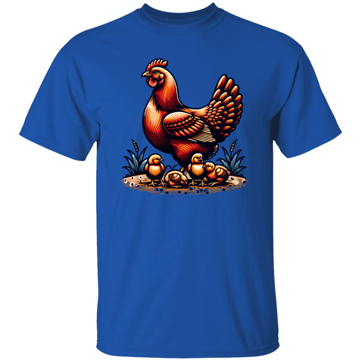 Rhode Island Red with Chicks Block Print - T-shirts, Hoodies and Sweatshirts