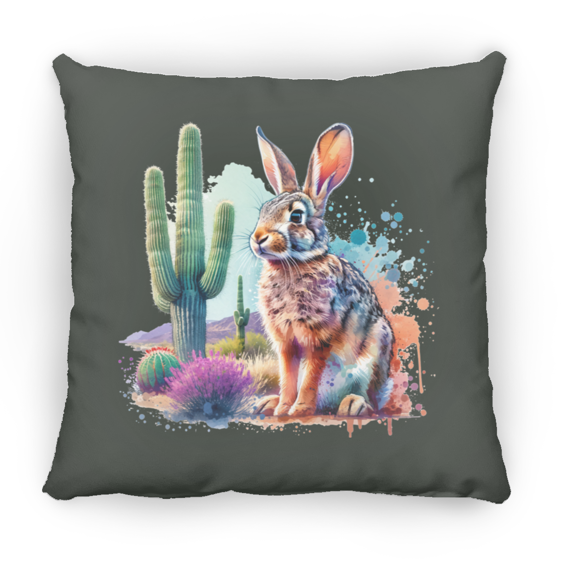 Jackrabbit with Saguaro - Throw Pillows