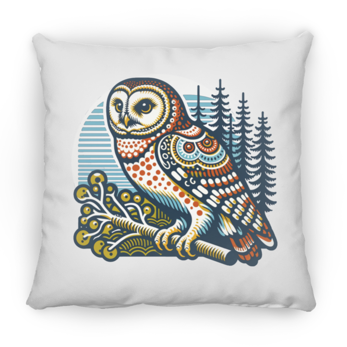 Folk Art Owl - Throw Pillows