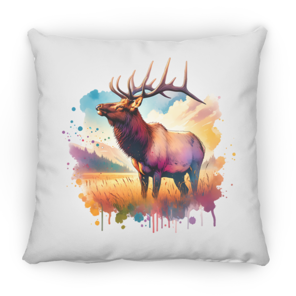 Roosevelt Elk in Field - Throw Pillows