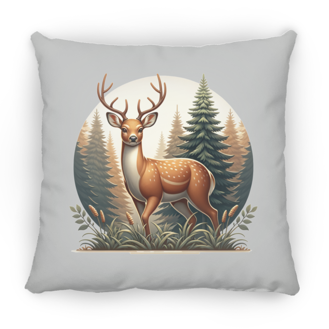 Buck in Forest - Throw Pillows