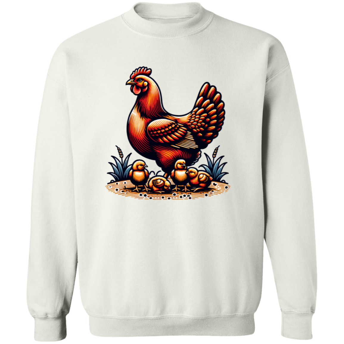 Rhode Island Red with Chicks Block Print - T-shirts, Hoodies and Sweatshirts