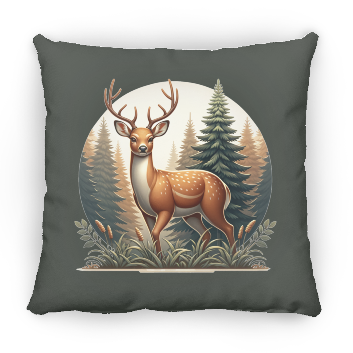 Buck in Forest - Throw Pillows