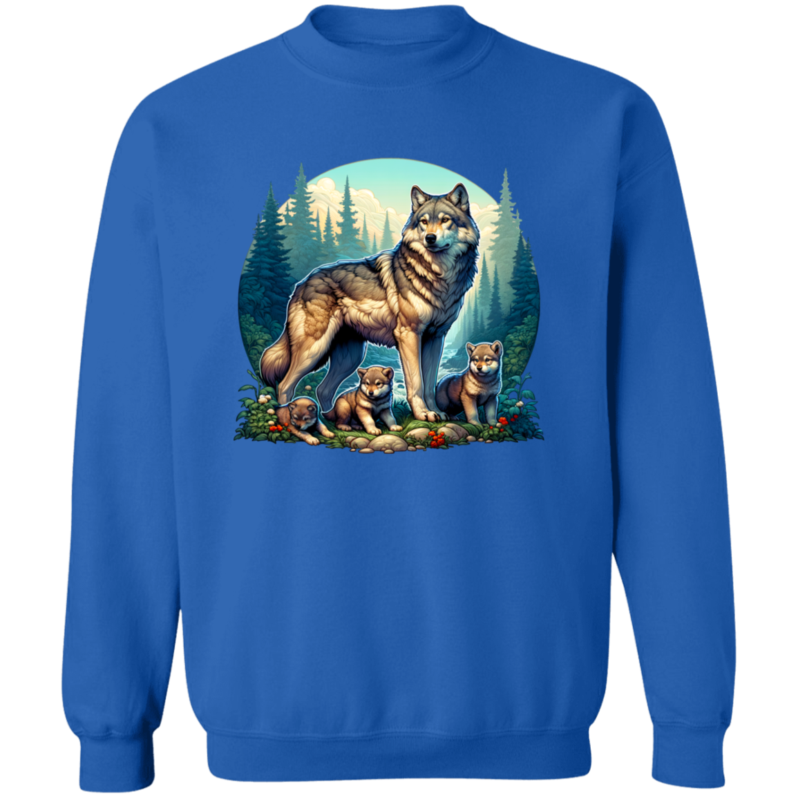 Wolf with 3 Pups sweatshirt