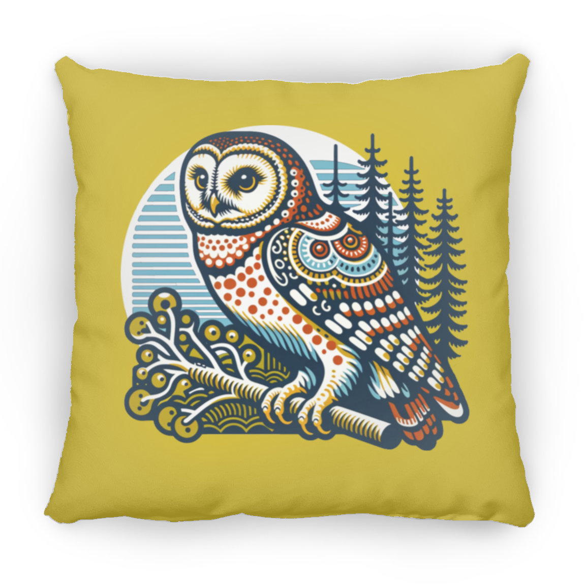 Folk Art Owl - Throw Pillows