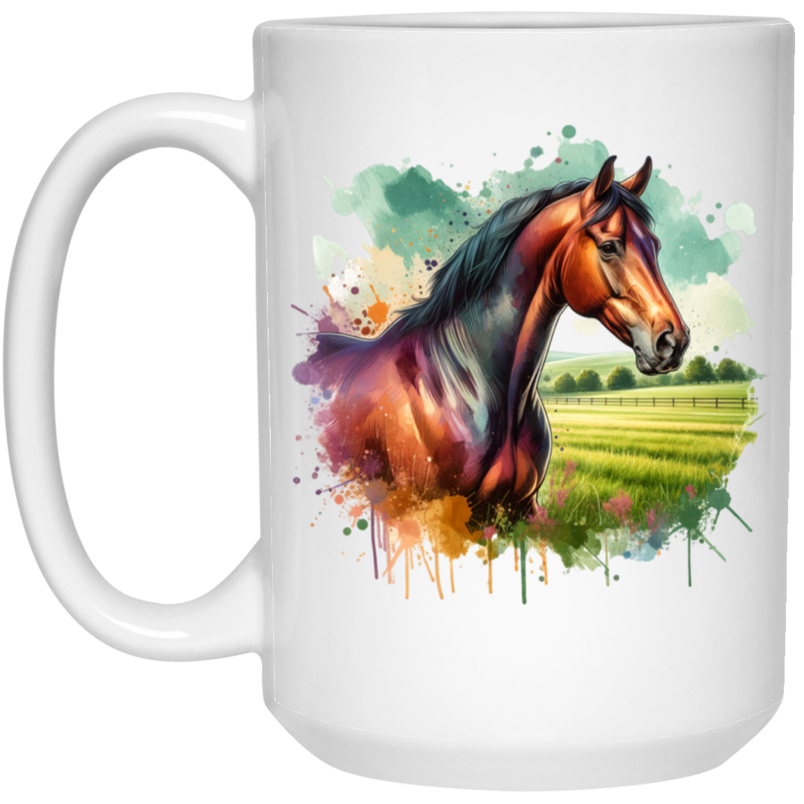 Bay Horse with Field - Mugs