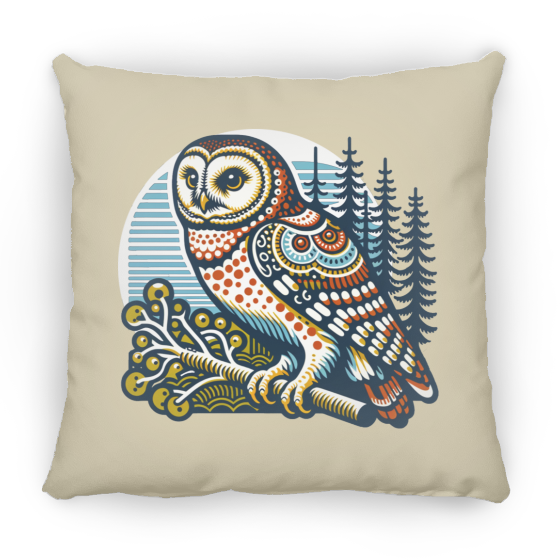 Folk Art Owl - Throw Pillows