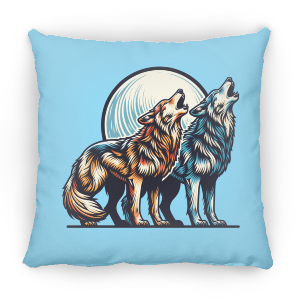 Wolf Pair Howling - Throw Pillows
