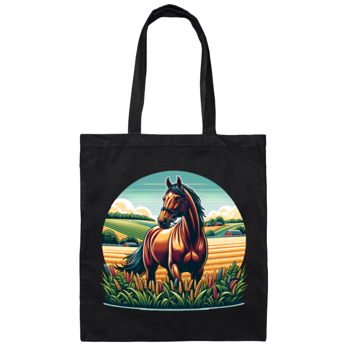 Bay Horse on Farm - Canvas Tote Bag